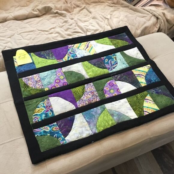 NWT Hand Crafted Quilted Geometric Runner/Hanging - Picture 1 of 11